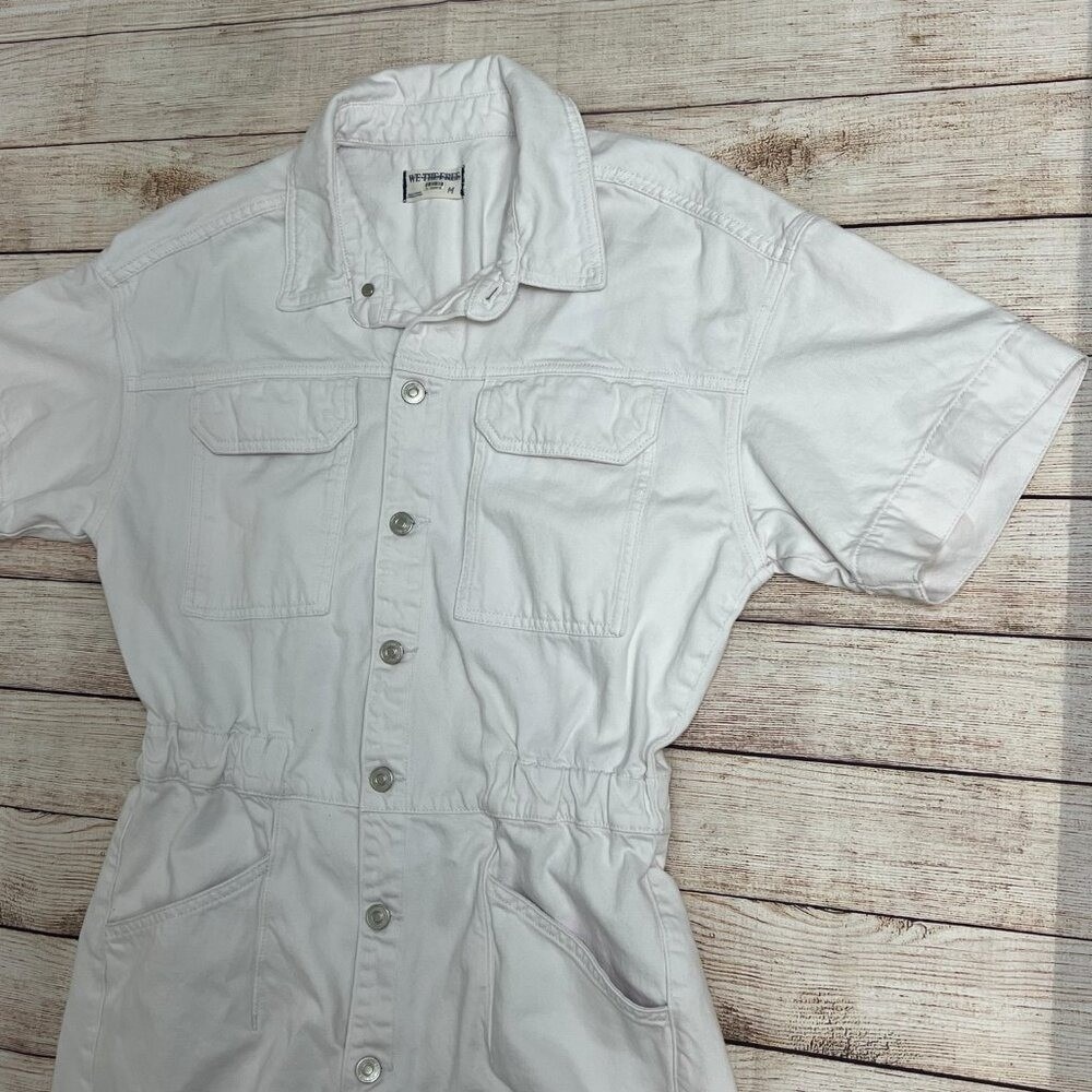 We The Free by Free People Marci Cuffed Shortall Romper Size M White Jumpsuit - Picture 13 of 16